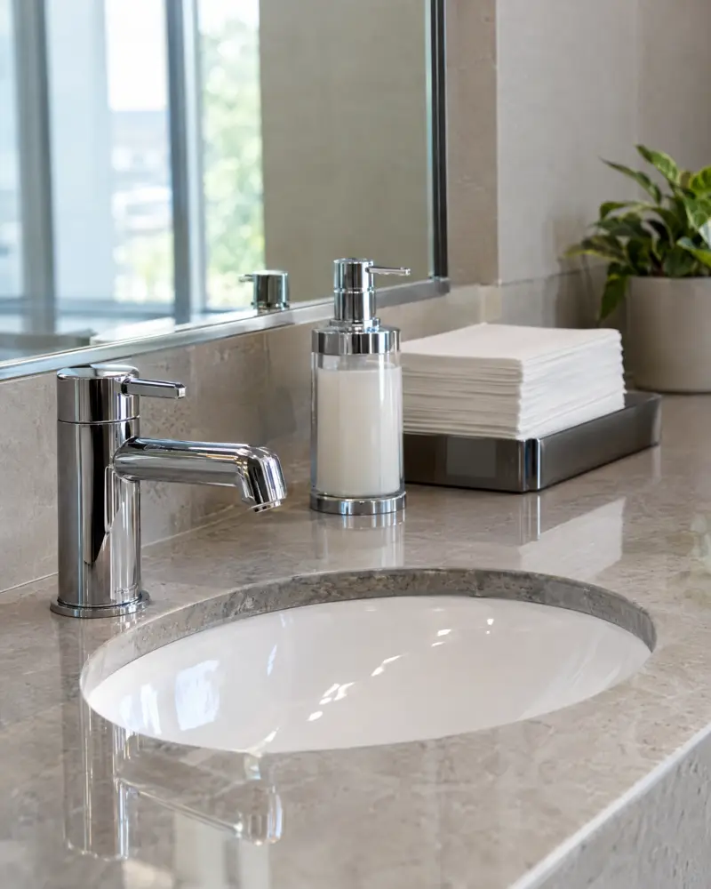 Detail of a pristine washroom